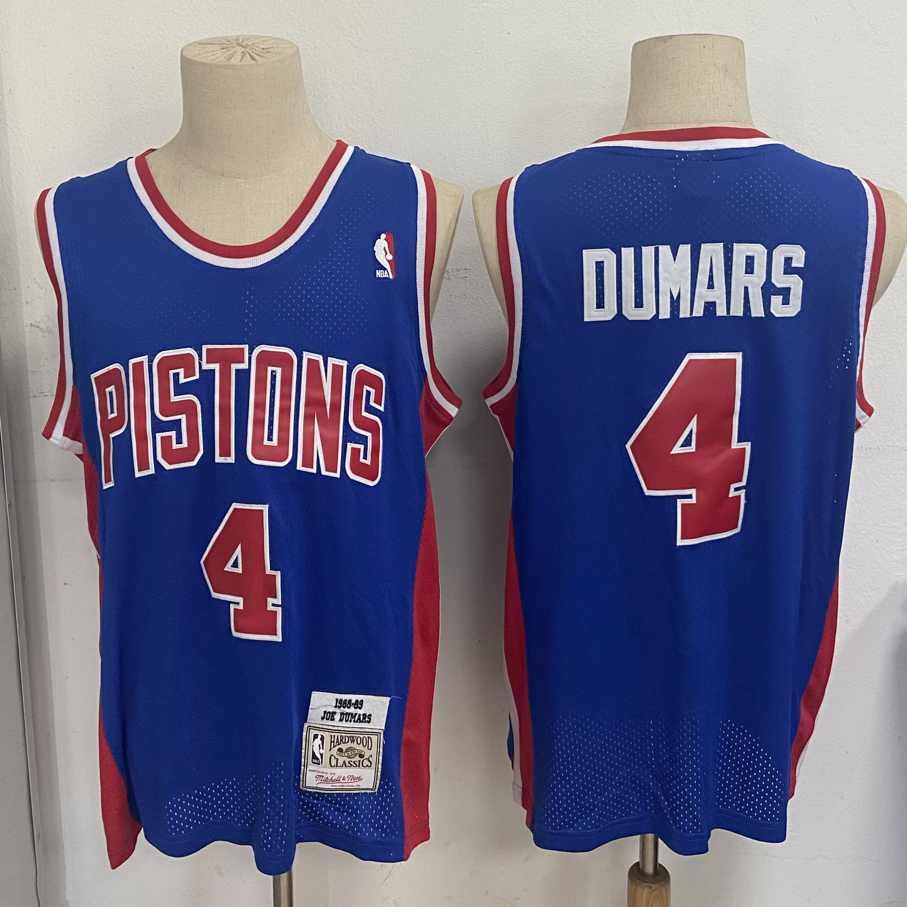 Pistons 4 Joe Dumars Blue 1988-89 Hardwood Classics Mesh Jersey