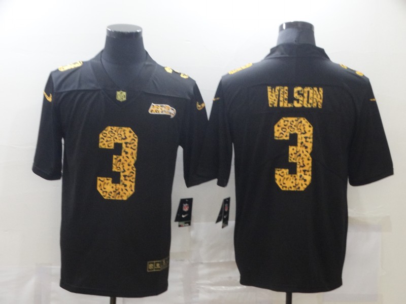 Nike Seahawks 3 Russell Wilson Black Leopard Vapor Untouchable Limited Jersey - Click Image to Close
