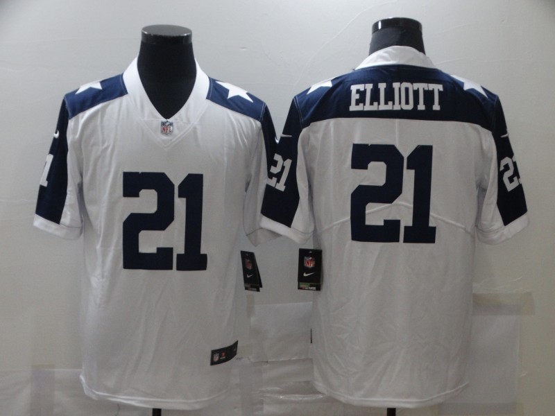 Nike Cowboys 21 Ezekiel Elliott White Vapor Untouchable Limited Jersey - Click Image to Close
