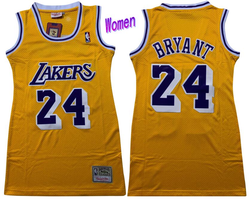 Lakers 24 Kobe Bryant Yellow Women Swingman Jersey