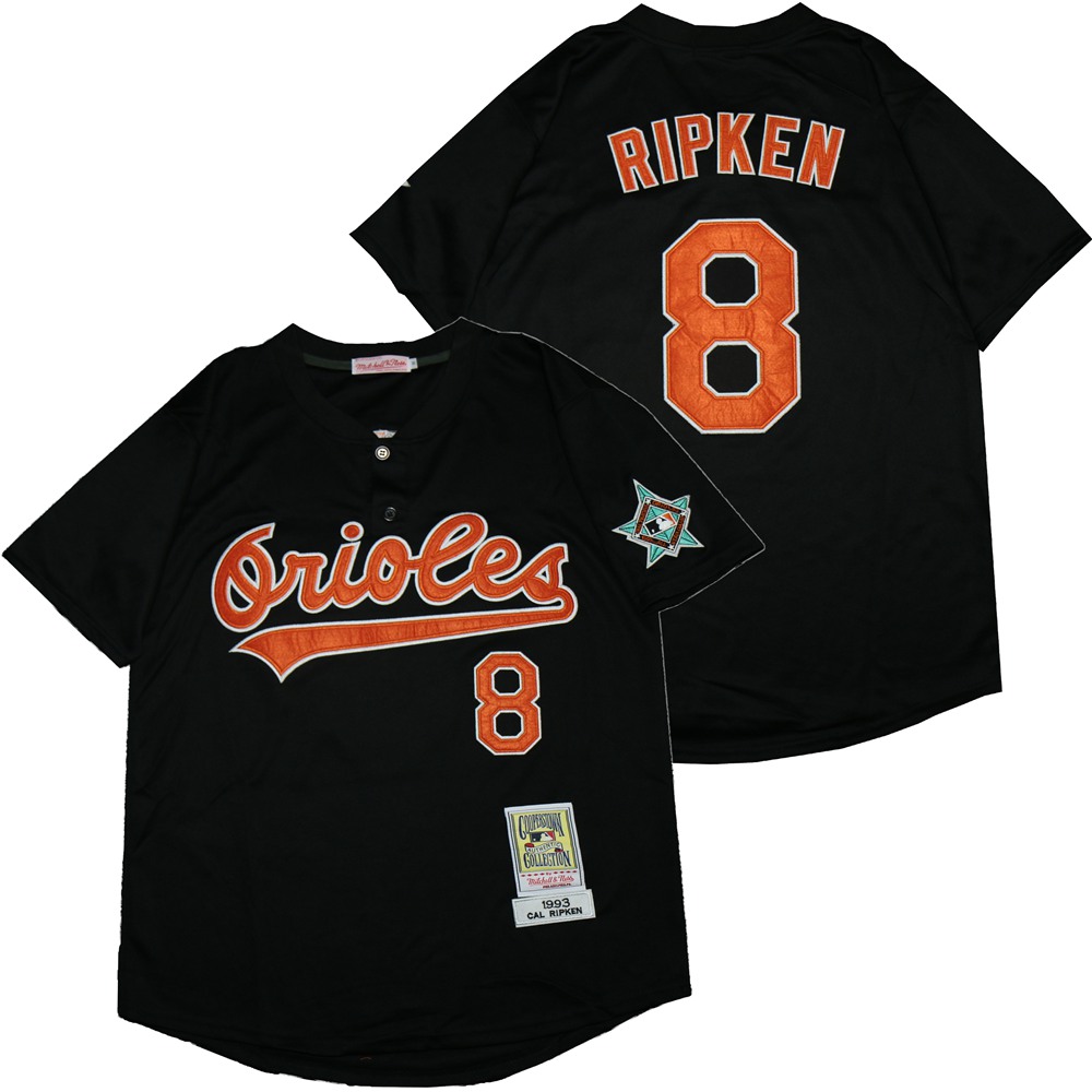 Orioles 8 Cal Ripken Jr Black 1993 Cooperstown Collection Jersey