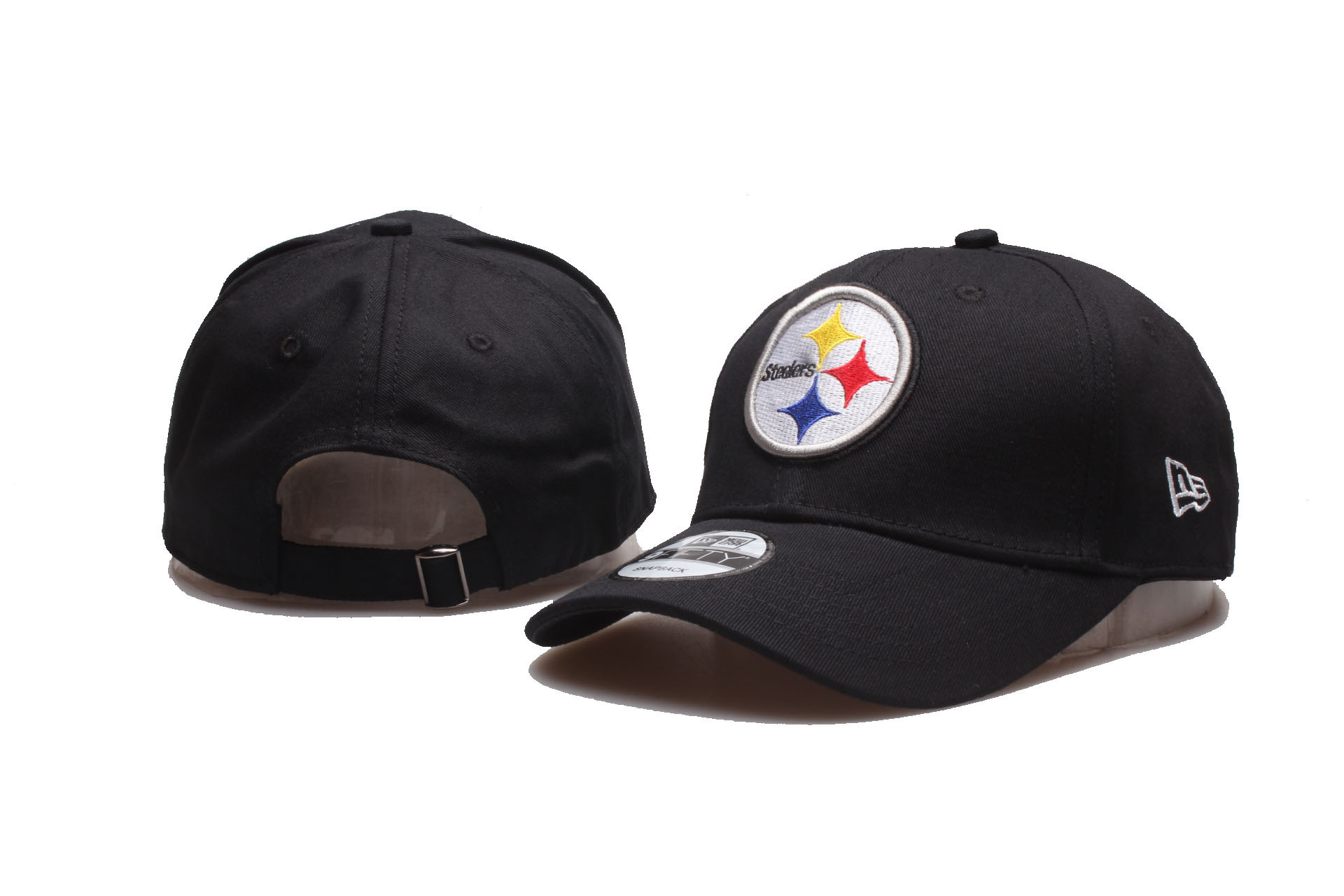 Steelers Team Logo Black Peaked Adjustable Hat YP
