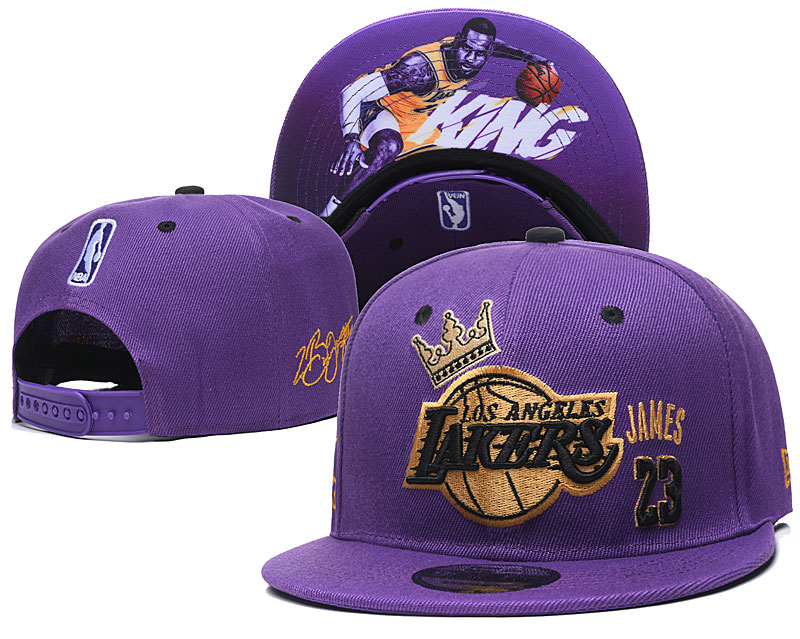 Lakers Team Logo Purple 23 James Adjustable Hat YD