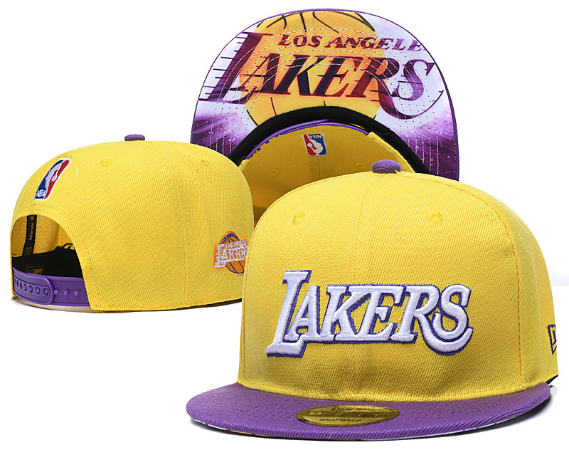 Lakers Team Logo Yellow Adjustable Hat YD - Click Image to Close