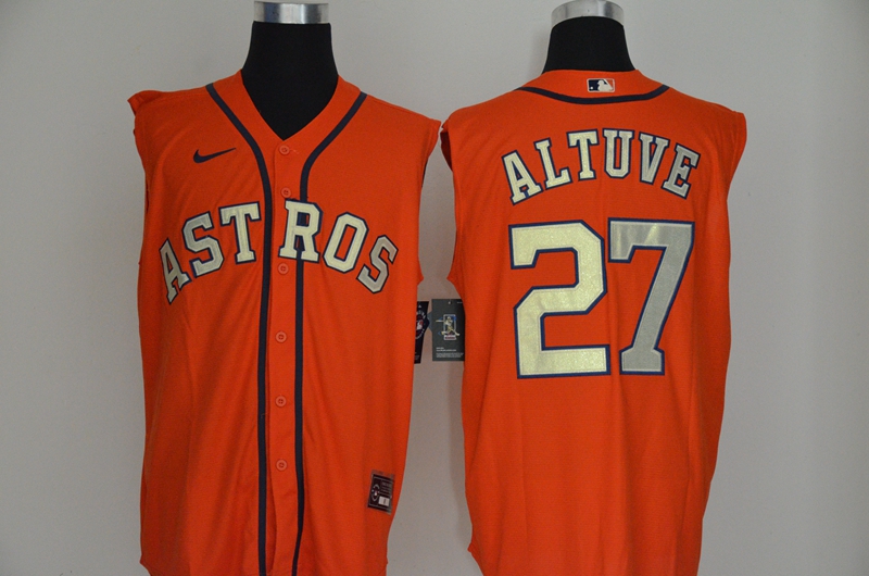 Astros 27 Jose Altuve Orange Nike Cool Base Sleeveless Jersey