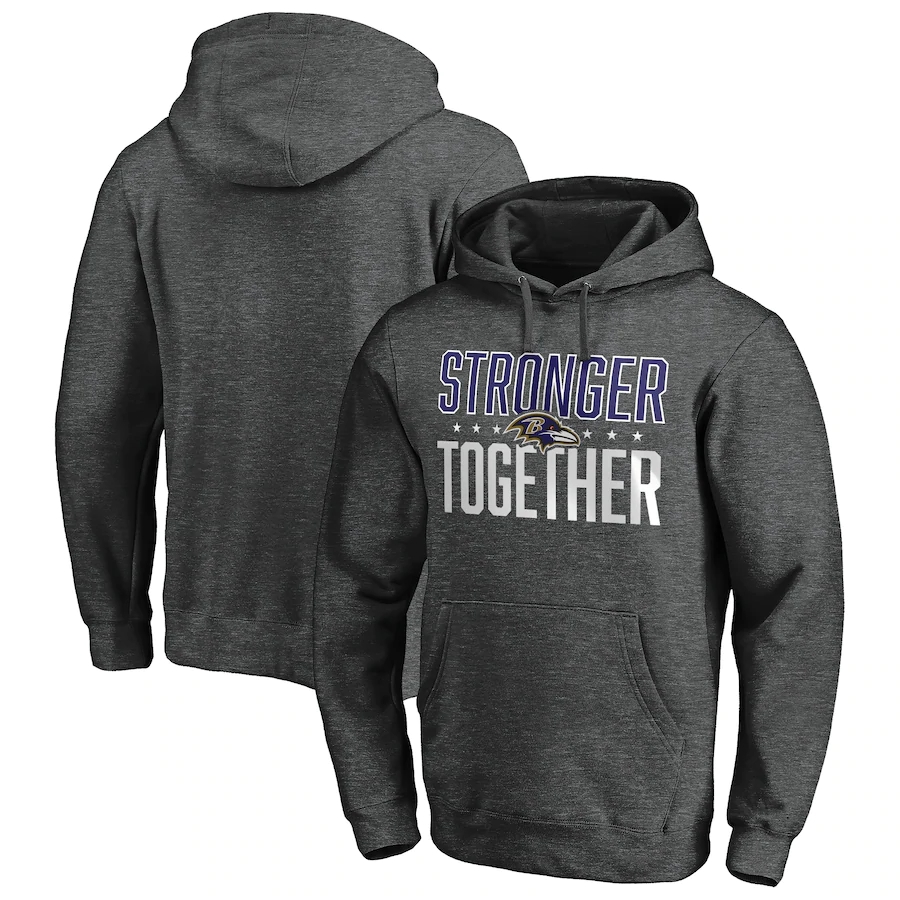 Baltimore Ravens Heather Charcoal Stronger Together Pullover Hoodie