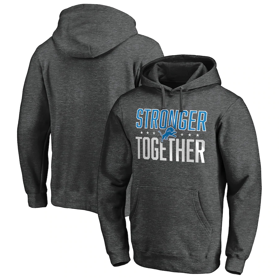 Detroit Lions Heather Charcoal Stronger Together Pullover Hoodie