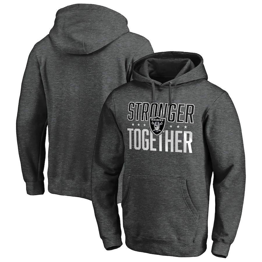Las Vegas Raiders Heather Charcoal Stronger Together Pullover Hoodie - Click Image to Close