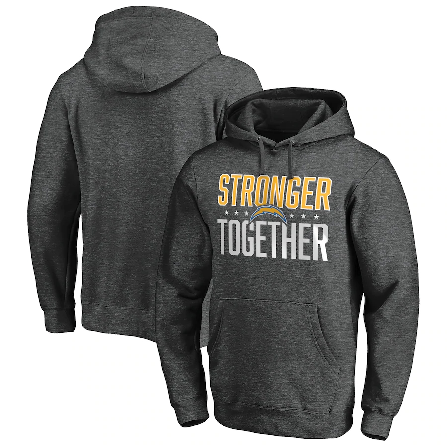 Los Angeles Chargers Heather Charcoal Stronger Together Pullover Hoodie