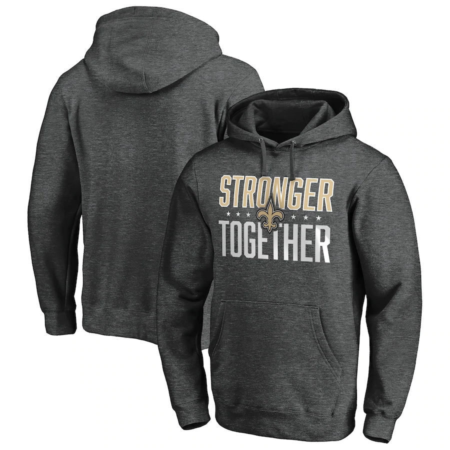 New Orleans Saints Heather Charcoal Stronger Together Pullover Hoodie