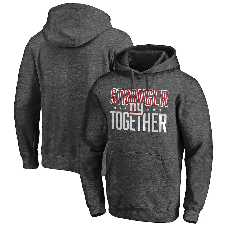 New York Giants Heather Charcoal Stronger Together Pullover Hoodie - Click Image to Close