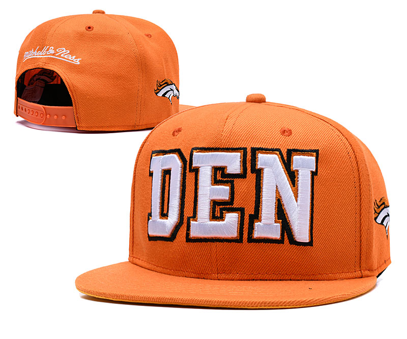 Broncos Team Logo Orange Mitchell & Ness Adjustable Hat LH - Click Image to Close
