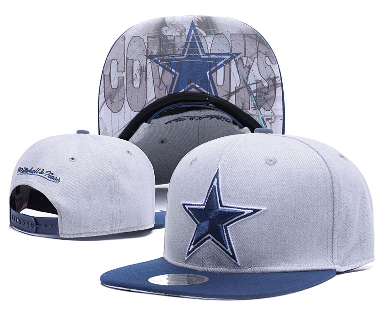 Cowboys Team Logo Gray Mitchell & Ness Adjustable Hat LH
