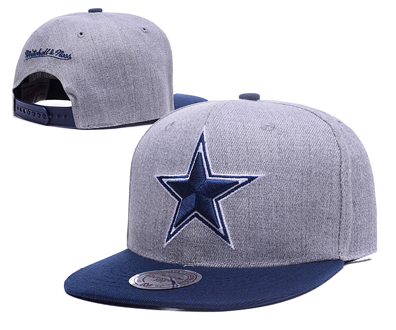 Cowboys Team Logo Gray Mitchell & Ness Adjustable Hat LH