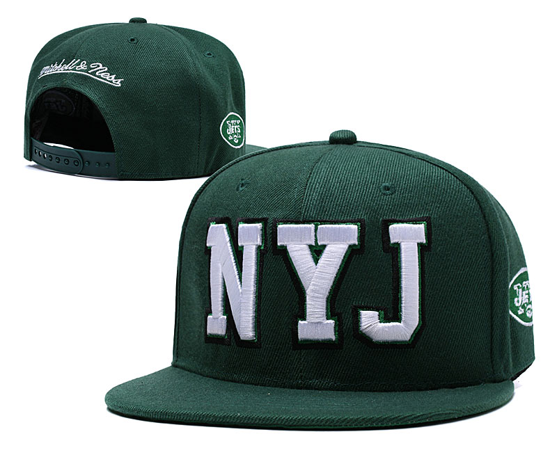 Jets Team Logo Green Mitchell & Ness Adjustable Hat LH
