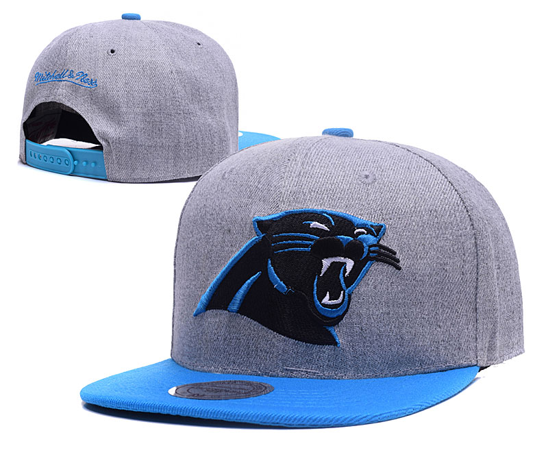 Panthers Team Logo Light Gray Mitchell & Ness Adjustable Hat LH - Click Image to Close