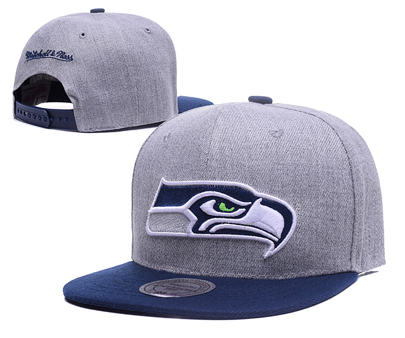 Seahawks Fresh Logo Gray Mitchell & Ness Adjustable Hat LH