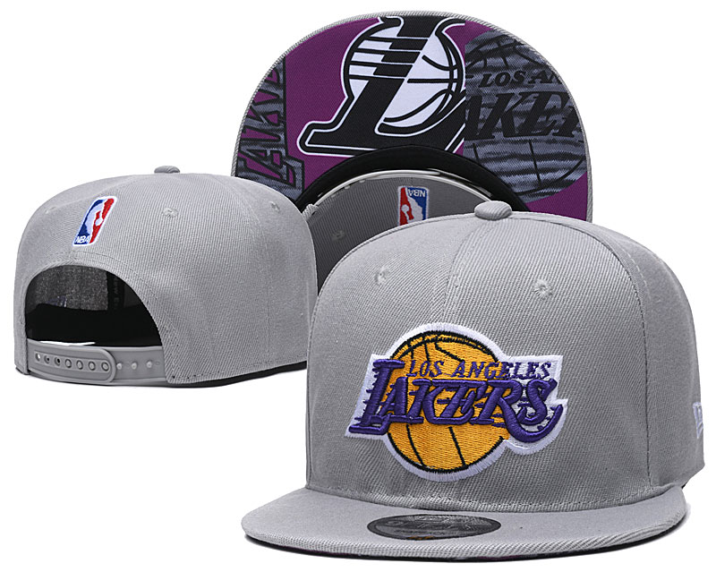 Lakers Team Logo Gray Adjustable Hat TX