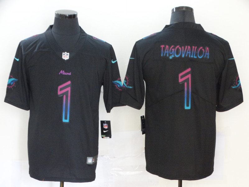 Nike Dolphins 1 Tua Tagovailoa Black City Edition Vapor Untouchable Limited Jersey - Click Image to Close