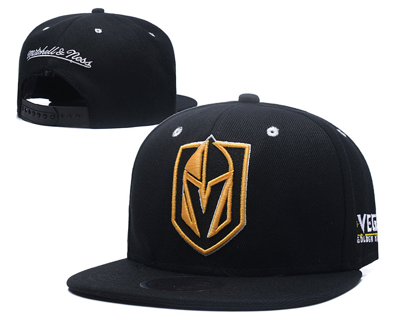 Vegas Golden Knights Team Logo Black Mitchell & Ness Adjustable Hat LH