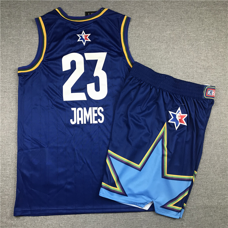 Lakers 23 Lebron James Blue 2020 NBA All-Star Jordan Brand Swingman Jersey(With Shorts)