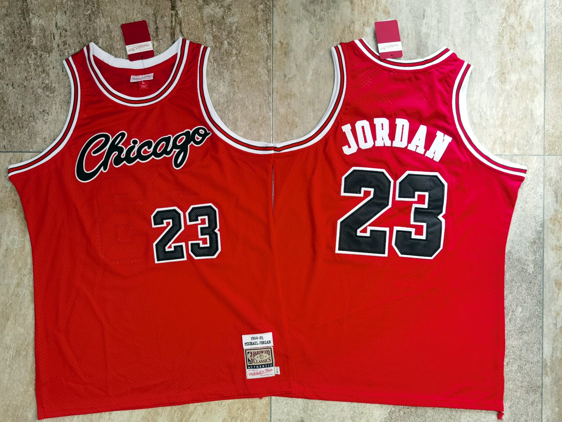 Bulls 23 Michael Jordan Red 1984-85 Hardwood Classics Mesh Jersey