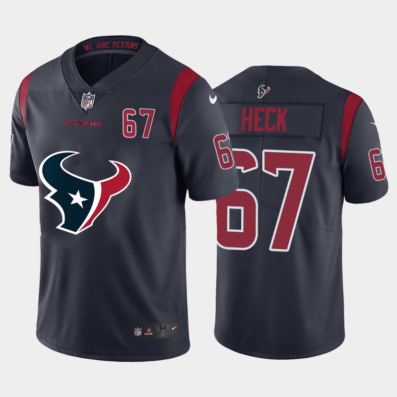 Nike Texans 67 Charlie Heck Navy Team Big Logo Number Color Rush Limited Jersey - Click Image to Close