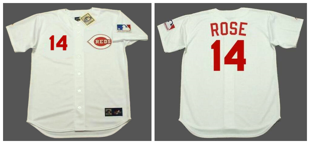 Reds 14 Pete Rose White 1969 Throwback Jersey - Click Image to Close