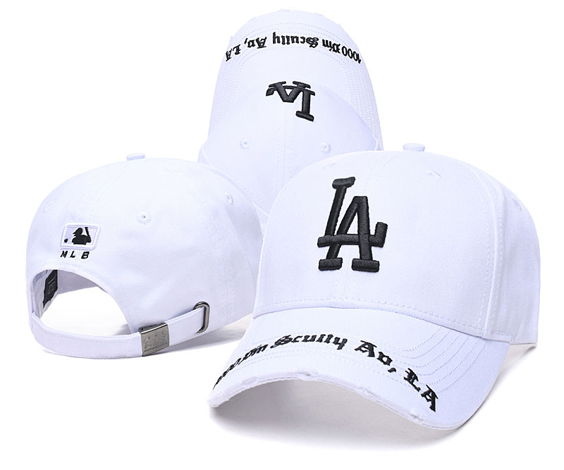Dodgers Team Logo White Peaked Adjustable Hat TX