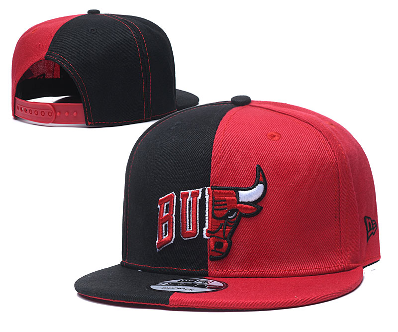 Bulls Team Logo Red Black Split Adjustable Hat TX