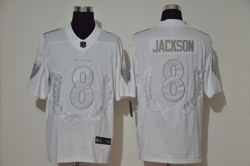 Nike Ravens 8 Lamar Jackson White Vapor Untouchable Limited Fashion Jersey