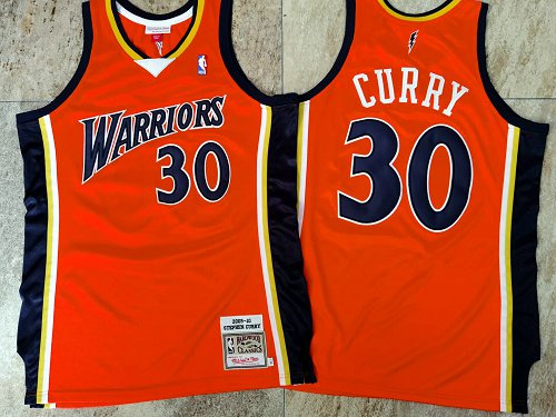 Warriors 30 Stephen Curry Orange 2009-10 Hardwood Classics Jersey