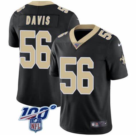 Nike Saints 56 DeMario Davis Black 100th Season Vapor Untouchable Limited Jersey