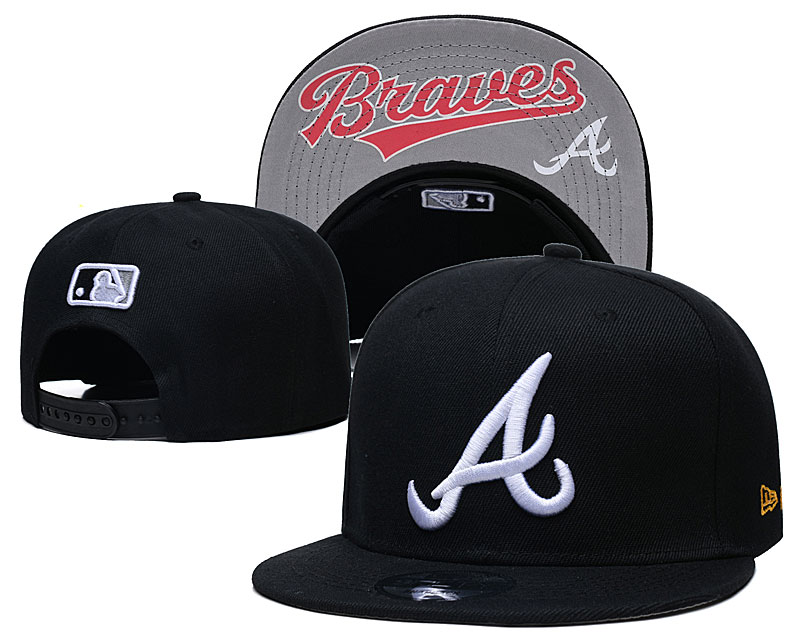 Braves Team Logo Black Adjustable Hat GS