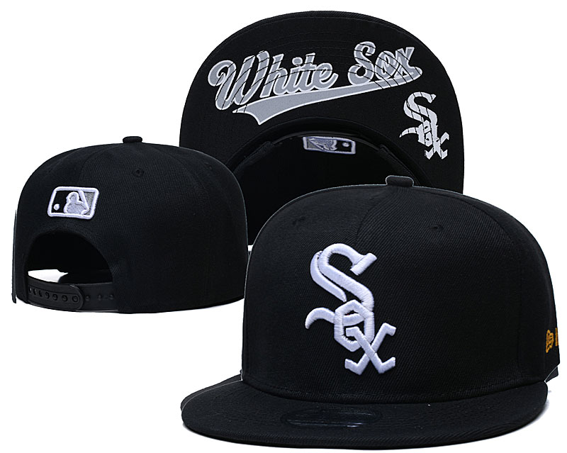 White Sox Team White Logo Black Adjustable Hat GS