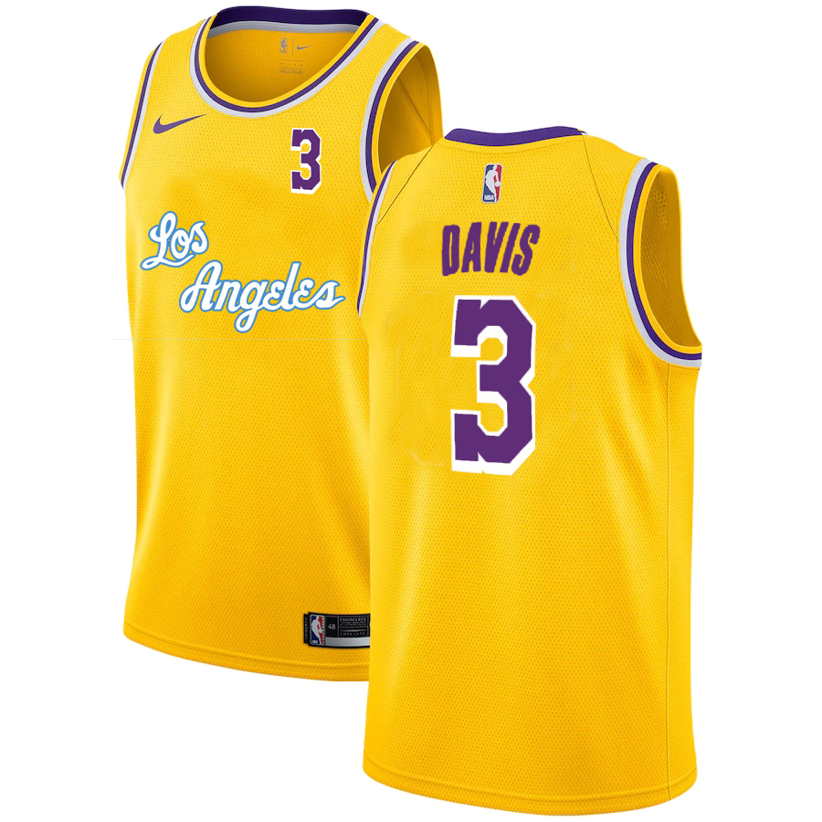 Lakers 3 Anthony Davis Yellow 2020-2021 New City Edition Nike Swingman Jersey