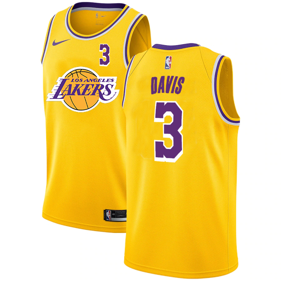 Lakers 3 Anthony Davis Yellow 2020-2021 New City Edition Nike Swingman Jerseys