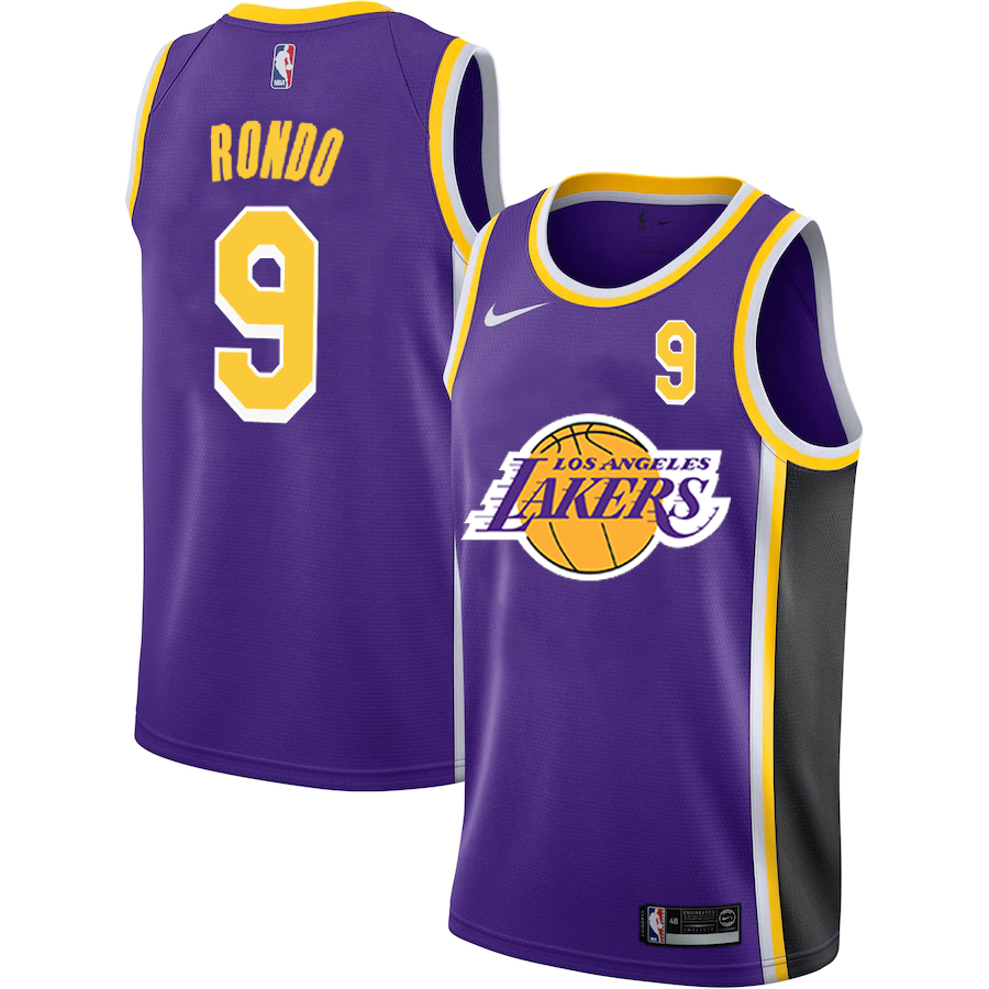 Lakers 9 Rajon Rondo Purple 2020-2021 New City Edition Nike Swingman Jerseys