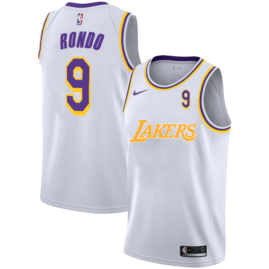 Lakers 9 Rajon Rondo White 2020-2021 New City Edition Nike Swingman Jerseys