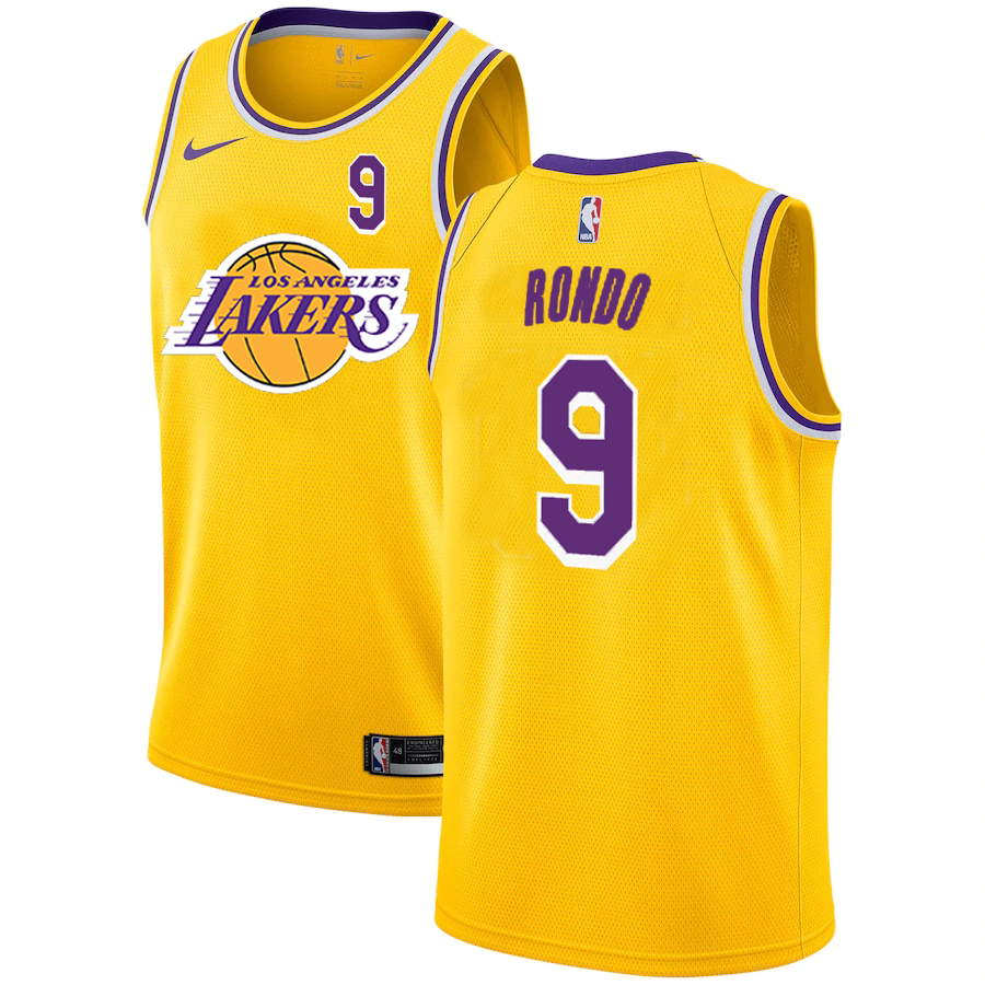 Lakers 9 Rajon Rondo Yellow 2020-2021 New City Edition Nike Swingman Jersey