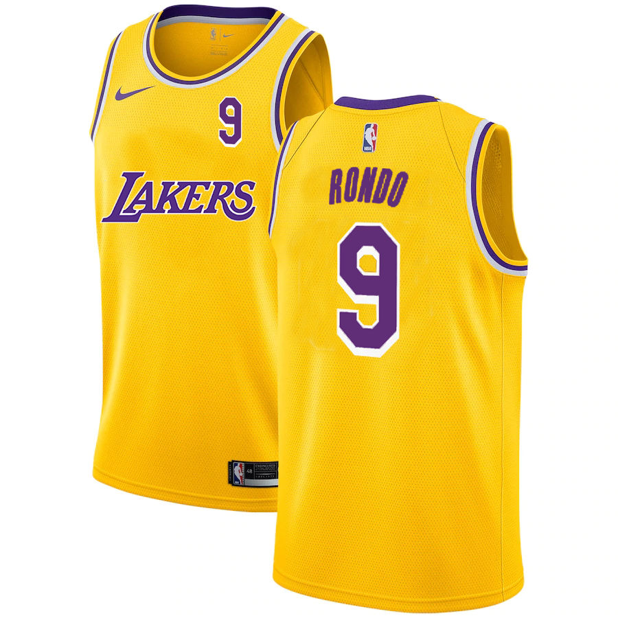 Lakers 9 Rajon Rondo Yellow 2020-2021 New City Edition Nike Swingman Jerseys