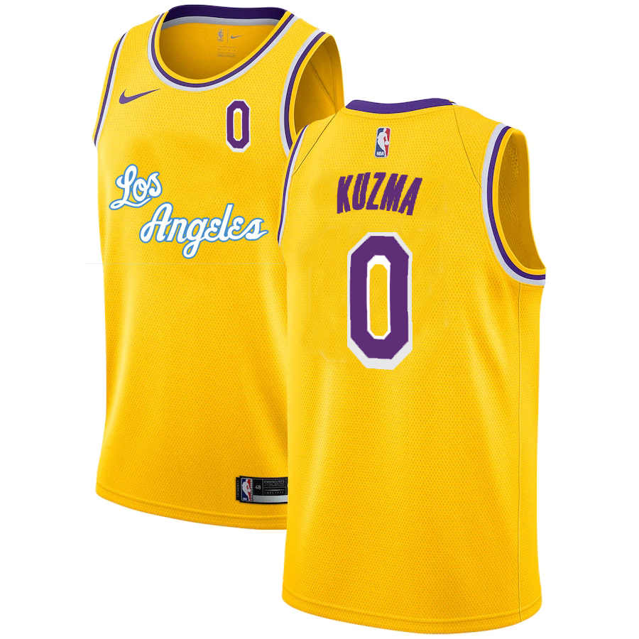 Lakers 0 Kyle Kuzma Yellow 2020-2021 New City Edition Nike Swingman Jersey - Click Image to Close