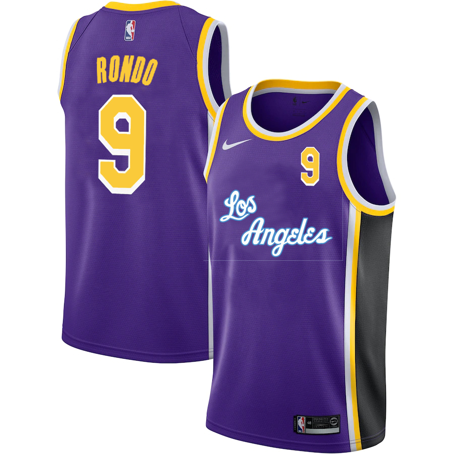 Lakers 9 Rajon Rondo Purple 2020-2021 New City Edition Nike Swingman Jersey