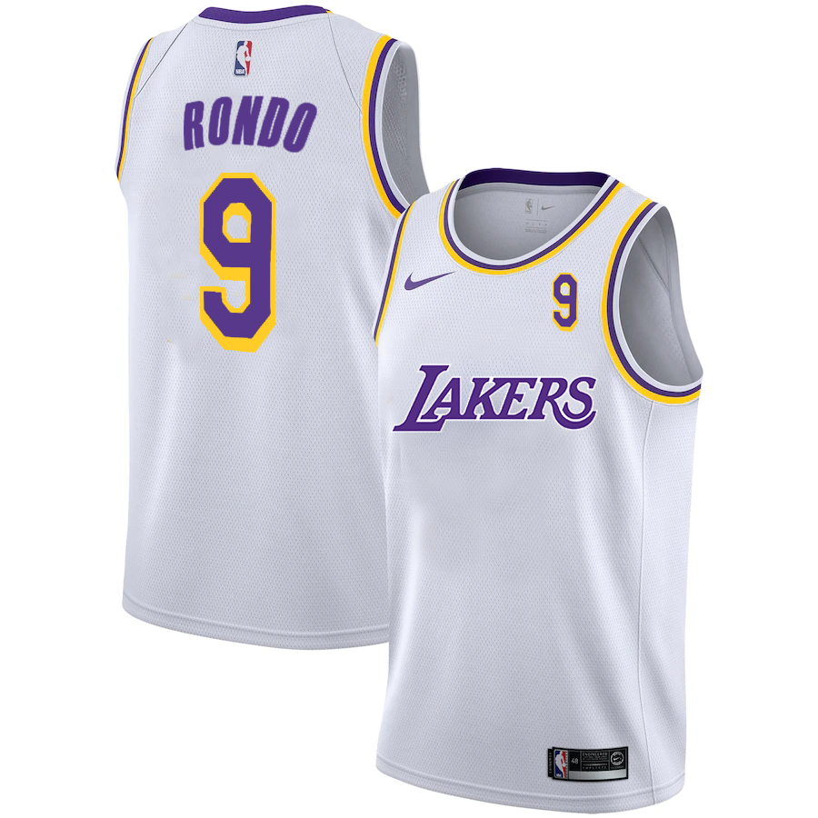 Lakers 9 Rajon Rondo White 2020-2021 New City Edition Nike Swingman Jersey