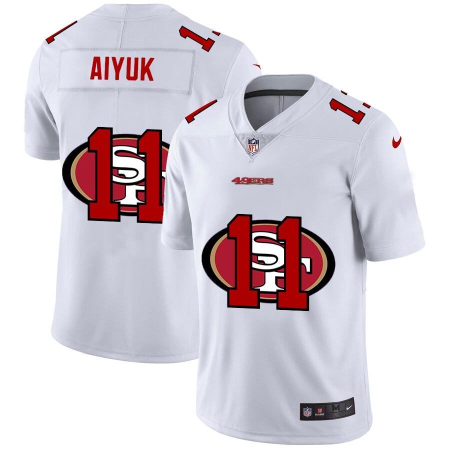 Nike 49ers 11 Brandon Aiyuk White Shadow Logo Limited Jersey