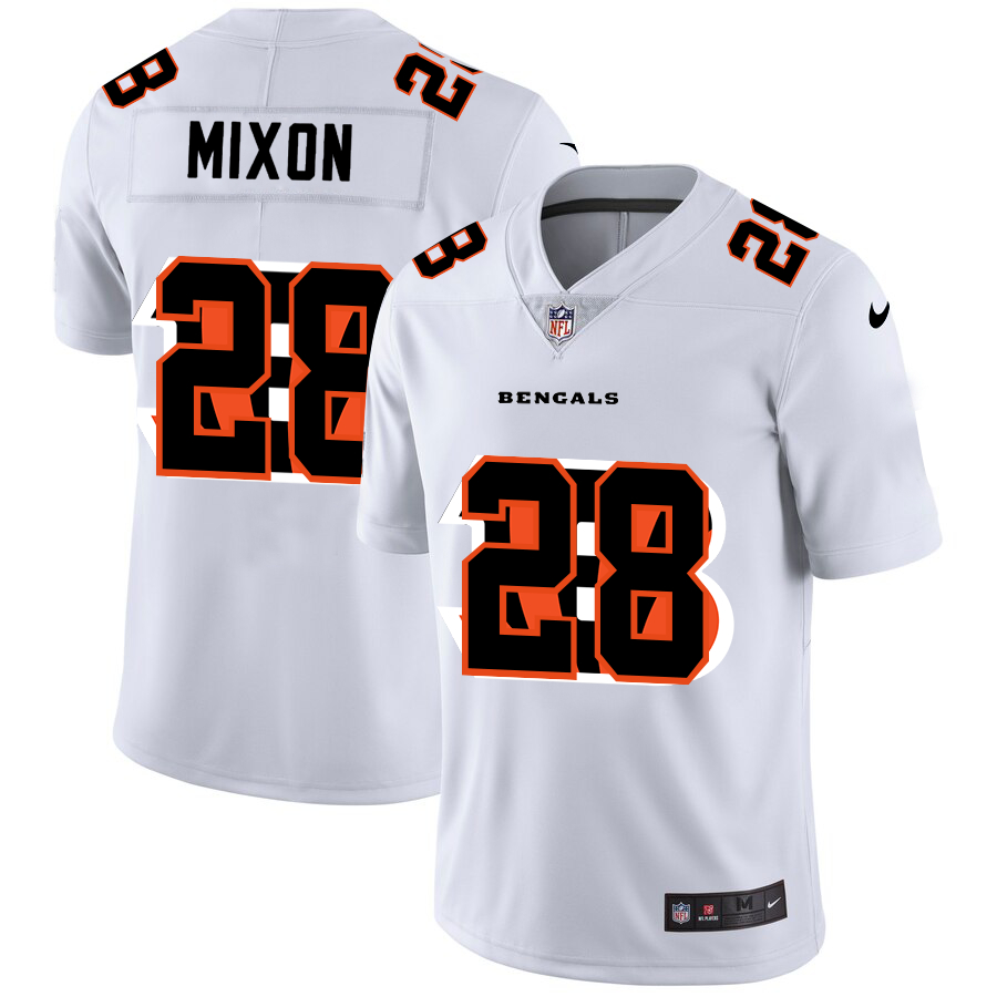 Nike Bengals 28 Joe Mixon White Shadow Logo Limited Jersey