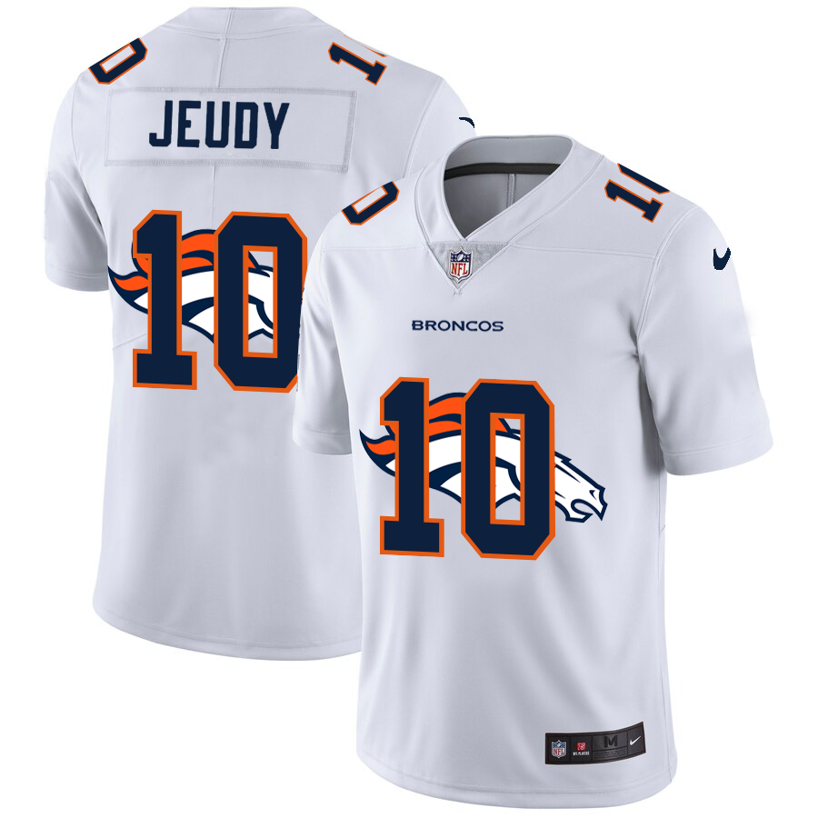 Nike Broncos 10 Jerry Jeudy White Shadow Logo Limited Jersey