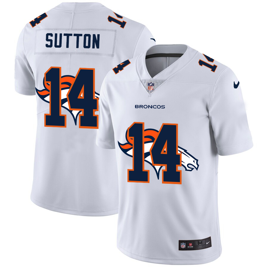 Nike Broncos 14 Courtland Sutton White Shadow Logo Limited Jersey
