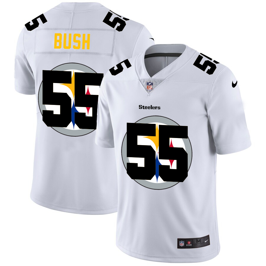 Nike Steelers 55 Devin Bush White Shadow Logo Limited Jersey