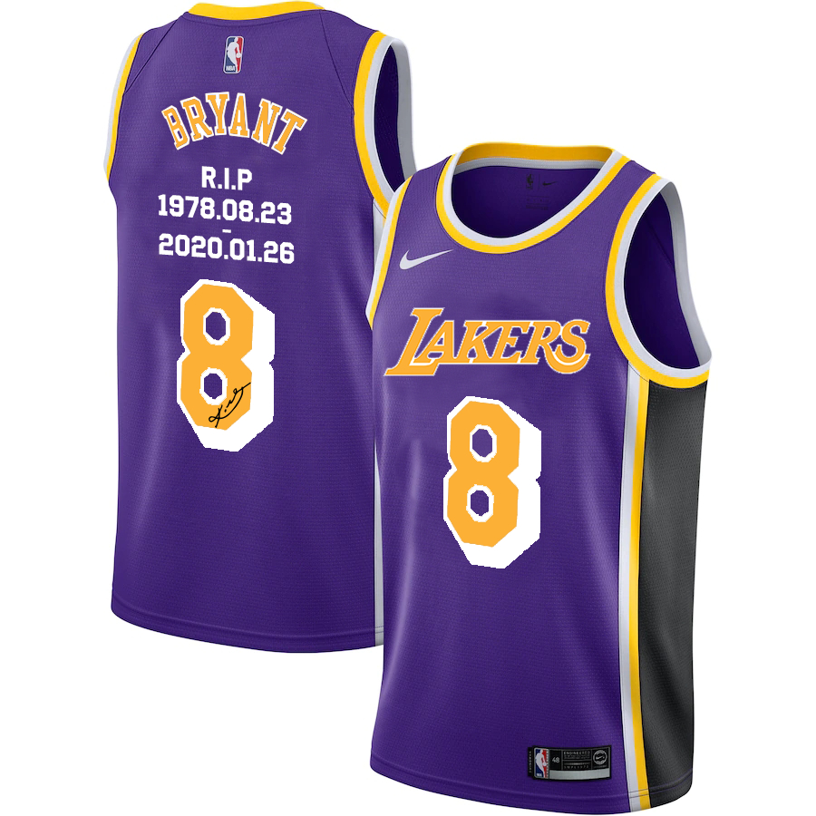 Lakers 8 Kobe Bryant Purple R.I.P Signature Swingman Jerseys